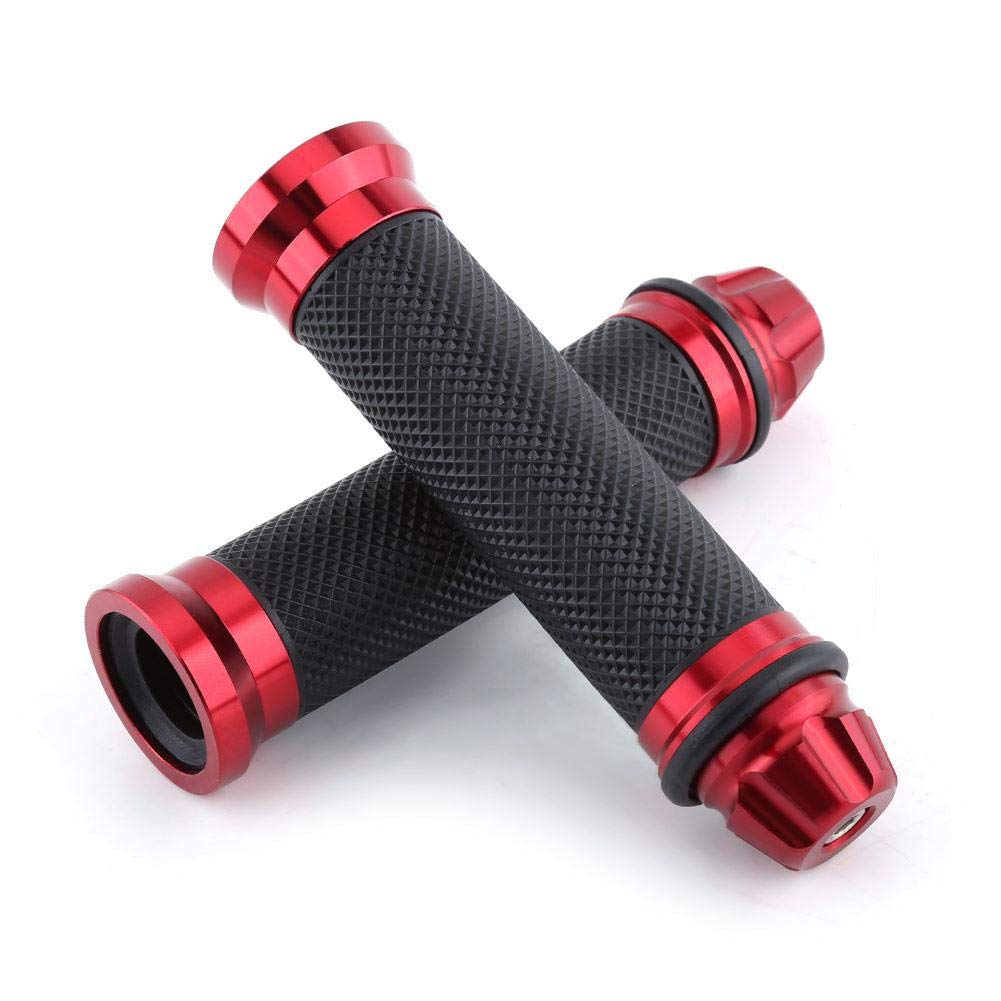 Handlebar Hand Grips, 7/8" Handle Bar Bike Motorcycle CNC Aluminum Rubber Handlebar Hand Gel Hand Grips replacement for yclereplacement for Motorcycle Bike (Red)