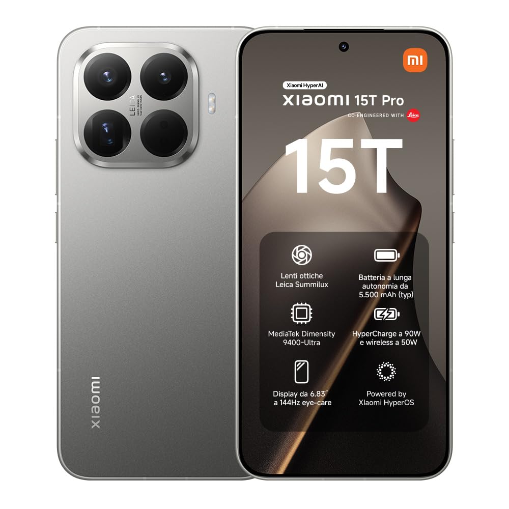 XIAOMI 15T Pro, Smartphone 12+256GB, Titanio, MediaTek Dimensity 9400+