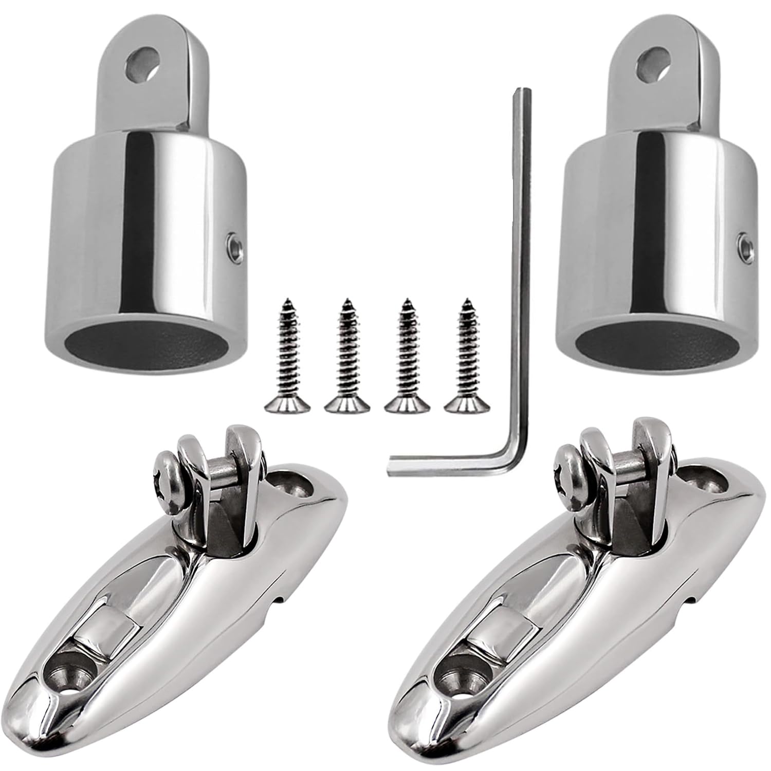 Photo 1 of Baieasy Bimini Top Hardware, Deck Side Mounted Quick Release Hinges, Eye end caps, 316 Stainless Steel fits 7/8'' OD Round tubing (2 Pairs)