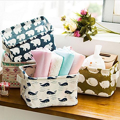 Storage Boxes,Toponly Printed Plastic Office Desktop Makeup Organizer Storage Boxs Cotton Blended (fashion blue, 20cm16cm13cm)