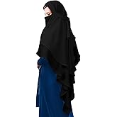 Geyoga Women's Muslim Prayer Hijab 2 Layers Islamic Hijab Cover Soft Lightweight Breathable Hijab Long Scarf