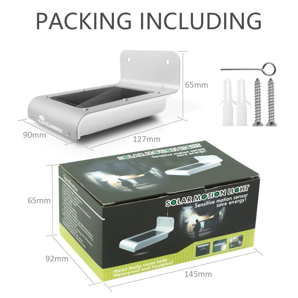 Solarmks 16 LED Solar Powered Motion Sensor Lights, Waterproof Stainless Steel Body 2 of Pack