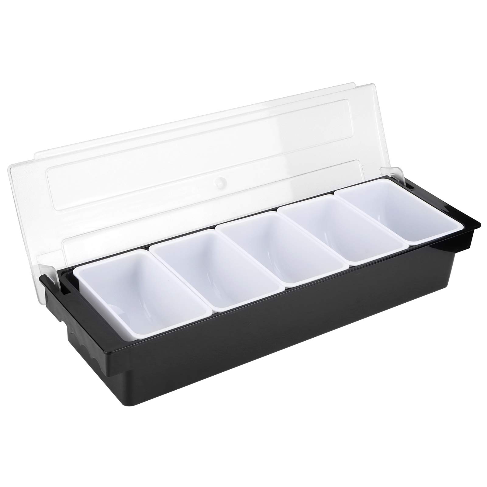 Cikonielf Seasoning Box with Lid Seasoning Storage Container Bar Condiment Holder Fruit Case Dispenser Milk Tea Shop Accessory(Five Grids)