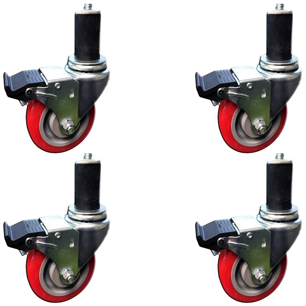 NSF Certified - 4 inch Caster Wheel Set For Commercial Kitchen Prep Tables, Total Locking Casters - CasterHQ Brand