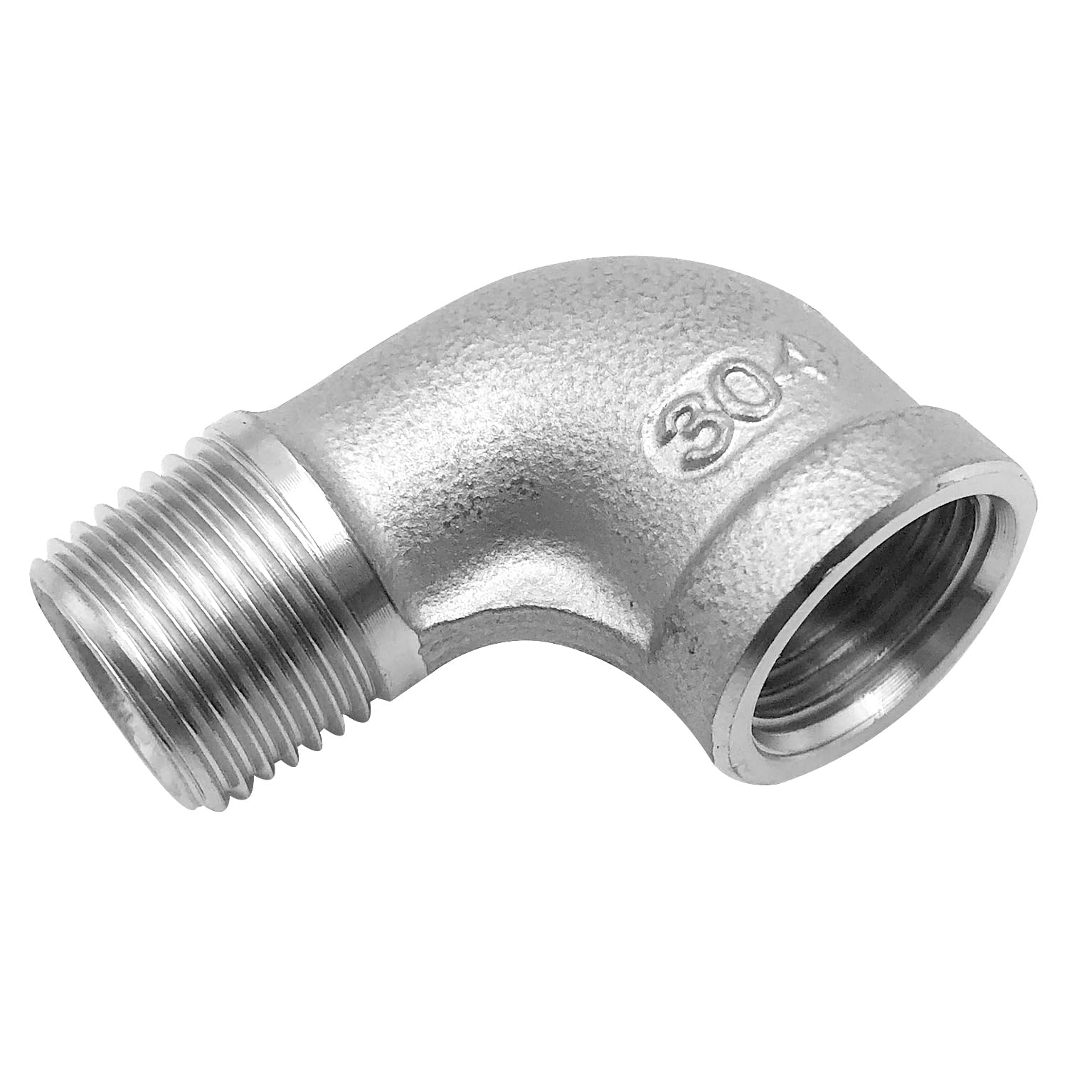 Photo 1 of Nfomruyy 304 stainless steel 90 degrees internal and external thread elbow, 3/4" -inch NPT internal thread to 3/4" inch NPT outer thread stainless steel casting pipe (3/4", 1)
