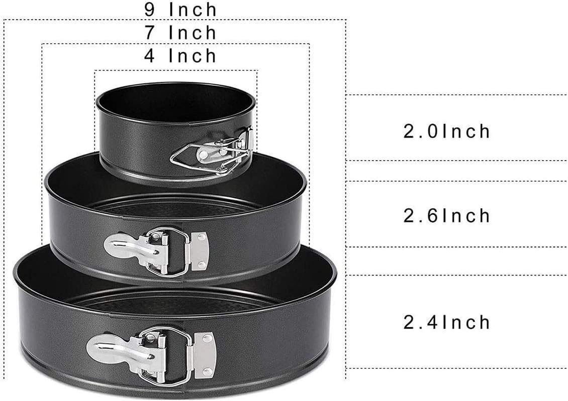 3Pcs Springform Pan set Non-stick Leakproof 4"/7"/9" Cake Pan Leakproof Round Baking Pans with Quick Release Latch and Removable Bottom, Wedding Party Cake Bakeware Set: Kitchen & Dining