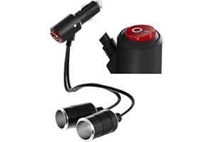 YANTU 120W/10A with Independent Switch Double Cigarette Lighter Adapter,Cigarette Lighter Splitter with 20-inch Cigarette Lig