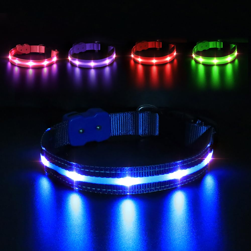 Dog Collar led type-C Usb Rechargeable luminous Led Light Up Dog Pet Collar LED LIGHT (SMALL, GREEN)