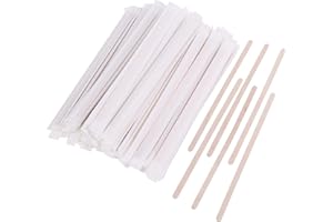 Gmark Individually Wrapped 5.5" Wood Coffee Stir Sticks - 500pc Round End, Eco Friendly Coffee Stirrers Wood for Hot Drinks - Natural Birch Wood GM1014A