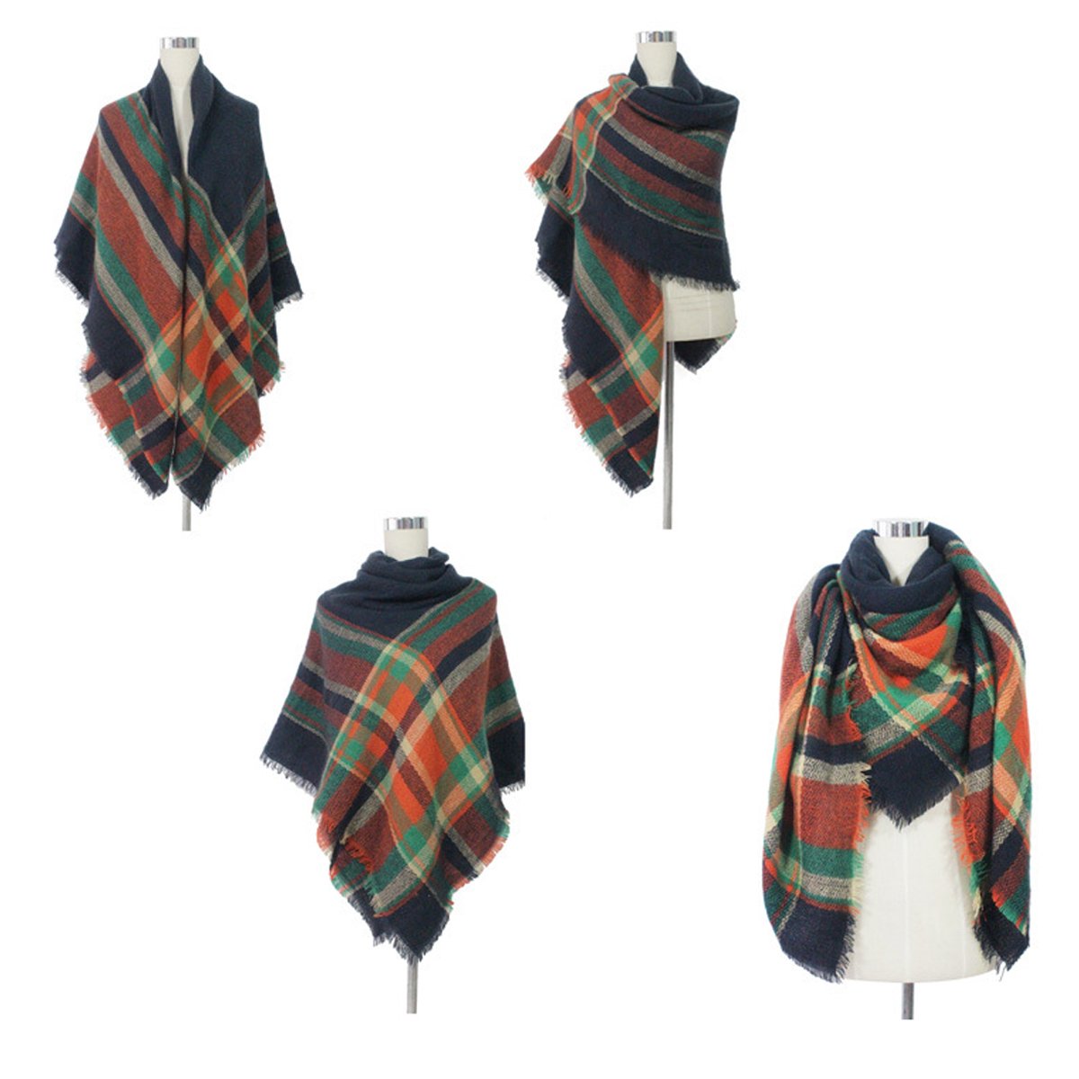 xsby Women's Fall Winter Scarf Classic Tassel Plaid Soft Blanket Shawl Scarves xsby Women's Fall Winter Scarf Classic Tassel Plaid Soft Blanket Shawl Scarves