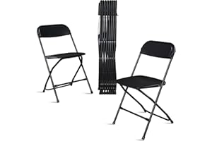 susici 10 Pack Black Plastic Folding Chairs, Portable Party Chairs, Stackable Commercial Seats with Steel Frame for Home Office Wedding Party Indoor Outdoor Events Chairs, 350lbs Capacity