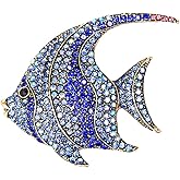 Rhinestone Blue Fish Brooch Pin for Women Girls Vintage Cartoon Animal Lapel Pins Cute Dress Accessories Birthday Christmas Wedding Jewelry