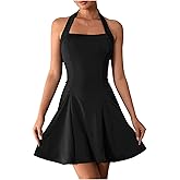 Milumia Women's Halter Mini Dress Backless A Line Flare Party Club Short Dresses