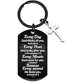 WEHBVF God Keychain Christian Key Chain Bible Verse KeyChain Christian Keychains for Women Man Religious Keychain Inspirational Scripture Faith Based Gift Valentines Basket for Him