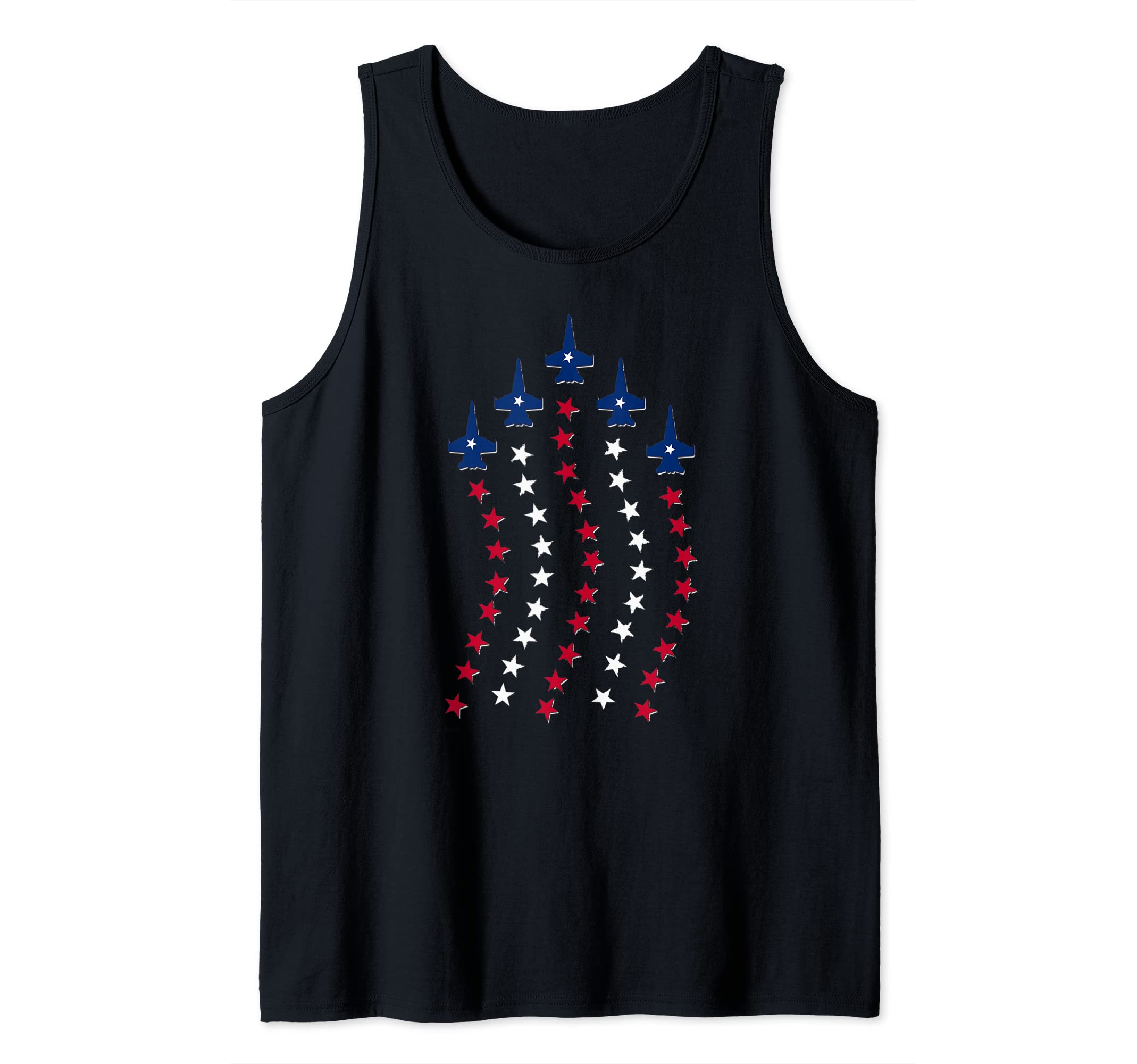 American Flag Patriotic Airplane Plane US Independence Day Tank Top