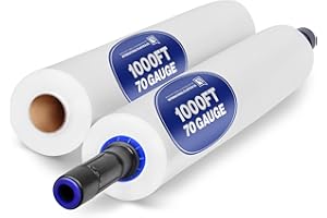 International Plastics Co. 70 Gauge 15" Plastic Stretch Film/Wrap with Extended Handles 1000ft Clear Moving Industrial Packing Heavy Duty Shrink Cling Durable Furniture (Extended Handles, 2 Pack)