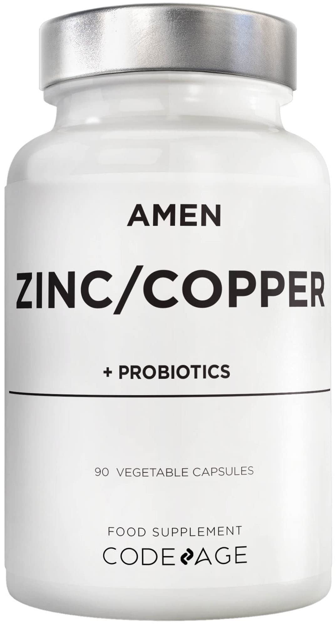Zinc & Copper Supplement + Probiotics – 3 Months Supply – One Per Day - 50 mg Zinc Picolinate Vitamin Pills - Essential Minerals Supplements – 2 Billion CFUs Probiotic – Vegan, Non-GMO - 90 Capsules