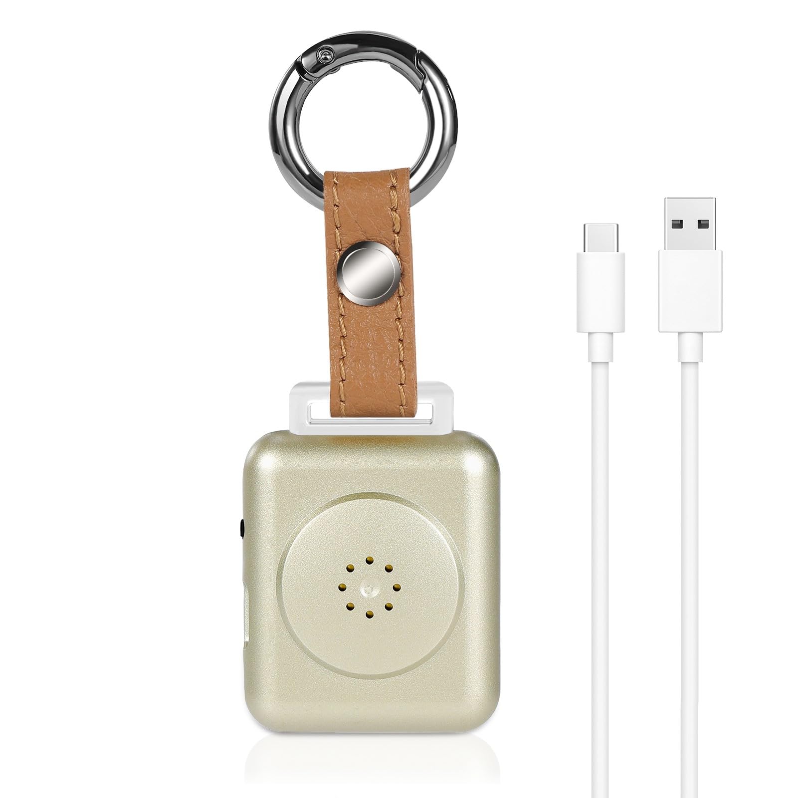 LE Sircut PA01 Fashion Leather Keychain Personal Alarm , Siren for Women, Students, Kids, Elderly, Girls, Panic Alarm, Rechargeable, 130dB extra loud with LED Flashlight.