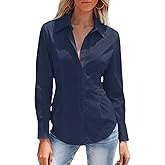 Mutitop Button Down Shirts for Women Long Sleeve Dress Shirts Wrinkle Free Collared Work Office Solid Blouses Corset Tops