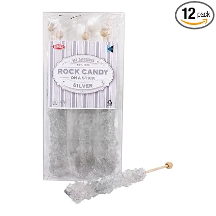 Extra Large Rock Candy Sticks 22g 12 Original Lollipop Silver Rock Candy Sticks Individually Wrapped Crystal Sticks For Candy Buffet