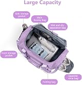 Flintronic Foldable Travel Duffel Wet Dry Separation Purple 48x27x28cm view 3