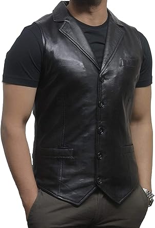 Brandslock Mens Leather Waistcoat 