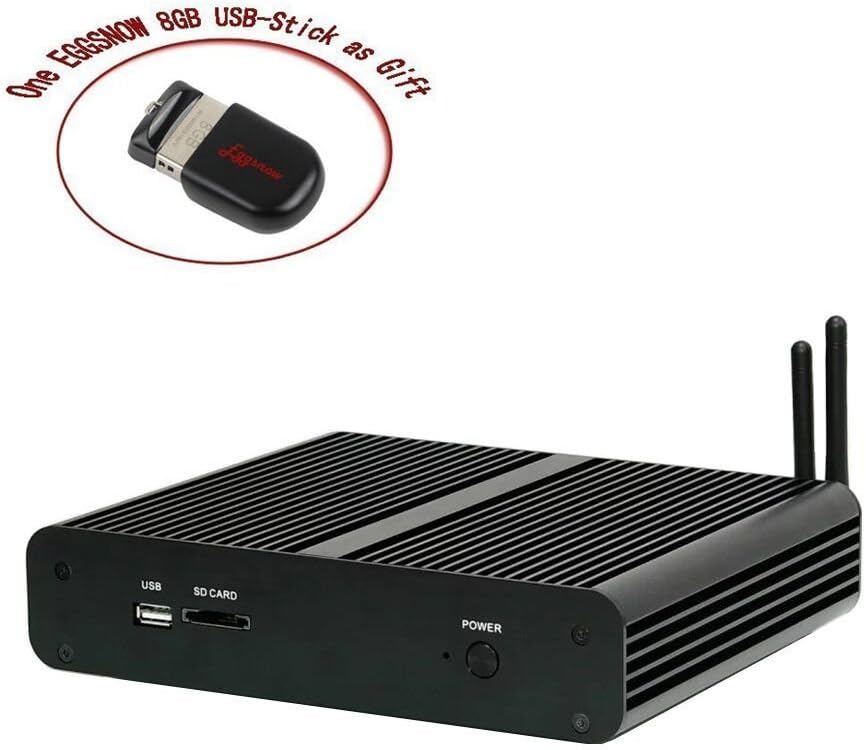 Eggsnow Fanless Core i7 Mini PC Desktop Computer with Intel Core i7 6500u 2.5Ghz 16GB RAM 128GB SSD 300M Wifi