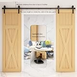 TSMST 305CM Sliding Barn Door Hardware Kit Track Roller for Double Doors view 9