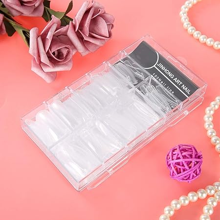 Amazon 10種類のサイズのネイルチップ 透明で安全なネイルチップ 家庭用 美容室 女性用の女の子用 Fasient ネイルフォーム 通販