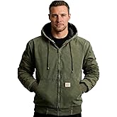 INVACHI Men's Winter Work Jacket,Warm Quilted Cotton-Lined Outdoor Workwear, Hooded Cotton Warm Jacket