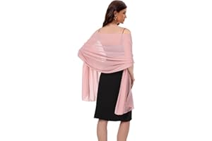 Baoqiya Women's Shawls and Wraps for Evening Dress Chiffon Shawl Soft Elegant Silky Pashmina Wedding Bridal Scarf