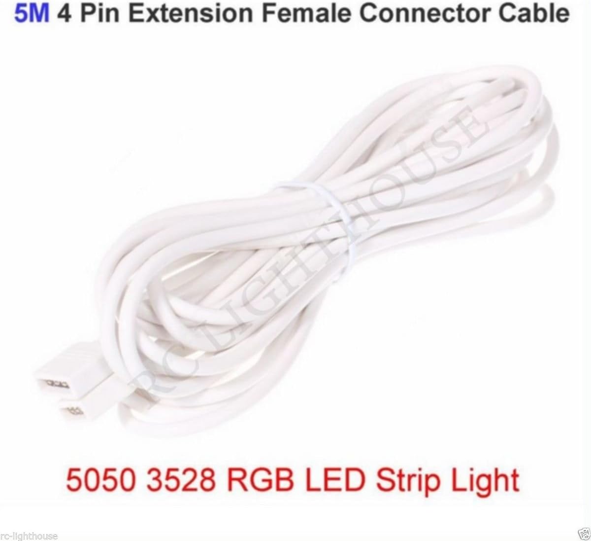 16 ft or 5m White Extension for RV LED Light strips 3528 and 5050 4 Pin