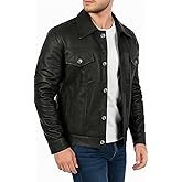 Black Leather Jacket For Men - Distinctive Distressed Brown Trucker Jacket - Vintage Style For Men