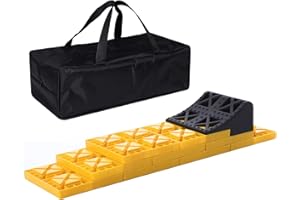 Homeon Wheels 10 Packs Rv/Camper Leveling Blocks, Chocks Anti-Slip Pads Design Include One Wheel Chock and Carrying Bag for Camper Travel Trailer