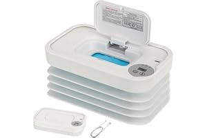 Wet Wipes Warmer, Wipe Warmer Cordless with 3 Adjustable Temperature, Foldable Portable USB Wipe Heater and Dispenser, Digital Display Space Saving Wipe Warmer with Lid for Home Outdoor Travel (White)