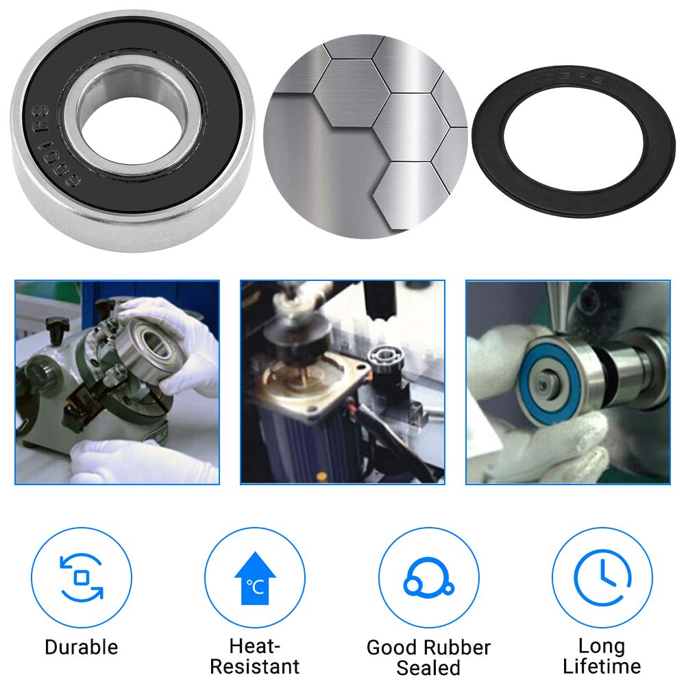 10 Pcs Ball Bearings Steel Sealed Miniature Deep Groove Radial Ball Bearings (12x28x8mm) - Image 4