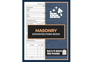 Masonry Estimate Form Book: Masonry Services Estimating Sheets | Masonry Contractor Work Estimate Forms | 50 Forms