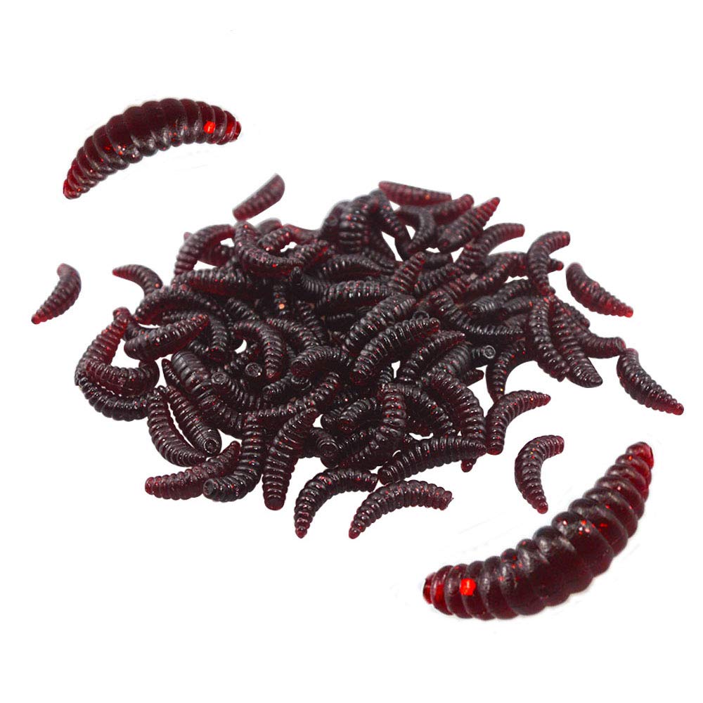 senvenelec Artificial Worm, Biomimetic Soft Silicone Earthworm Lures Worm Fishing Lures Simulation Red Worms Plastic Green Environment Strong Temptation Bait Fake RedWorm - Dark red 100Pcs
