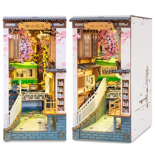 Rolife DIY Book Nook Kits Sakura Densya, 3D Wooden Puzzles Decorative