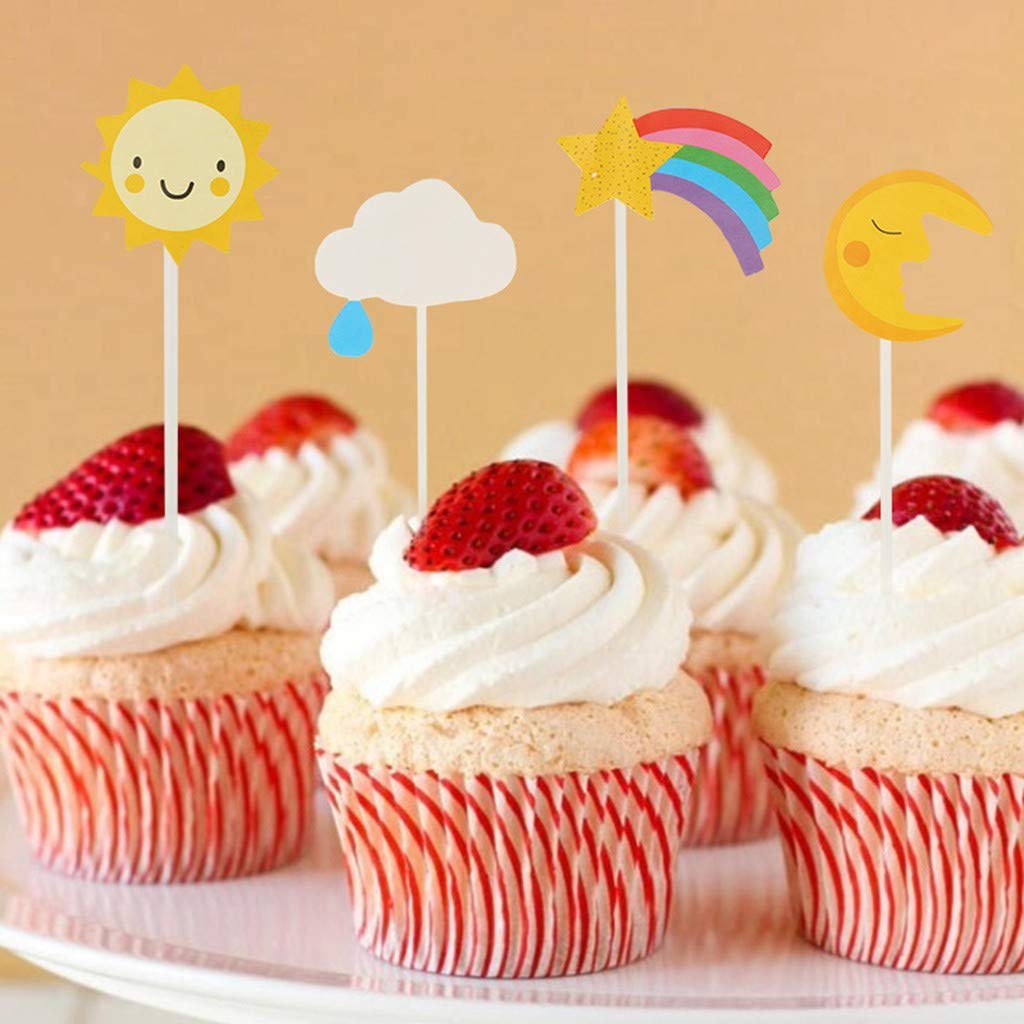 Napravi Rs Sun Moon Nuage Arc En Ciel Avion Fusee Hot Air Cake Decoratif Momola 48pcs Carte De Decoration De Gateau Accessoires De Decoration Ustensiles A Patisserie