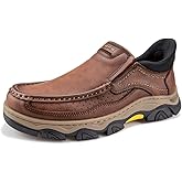 YONGJIA Mens Hands Free Slip in Loafers Walking Slip on Leather Casual Comfortable Breathable Shoes