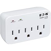 Eaton Tripp Lite SK3-0 Surge Protector 3 Outlet Extender Power Strip | 735 Joules, Direct Plug-in, Diagnostic LEDs, EMI/RFI Line Noise Filtering, Small Travel Size, Warranty &amp; $5,000 Insurance