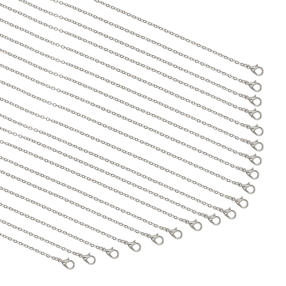 PH PandaHall 23.5 Inch Necklace Chain for Jewellery Making, Silver Plated Necklace Chains Bulk Link Necklace for Women Charms Pendant Necklace Jewellery Mothers Day Gifts, 20pcs, 60cm