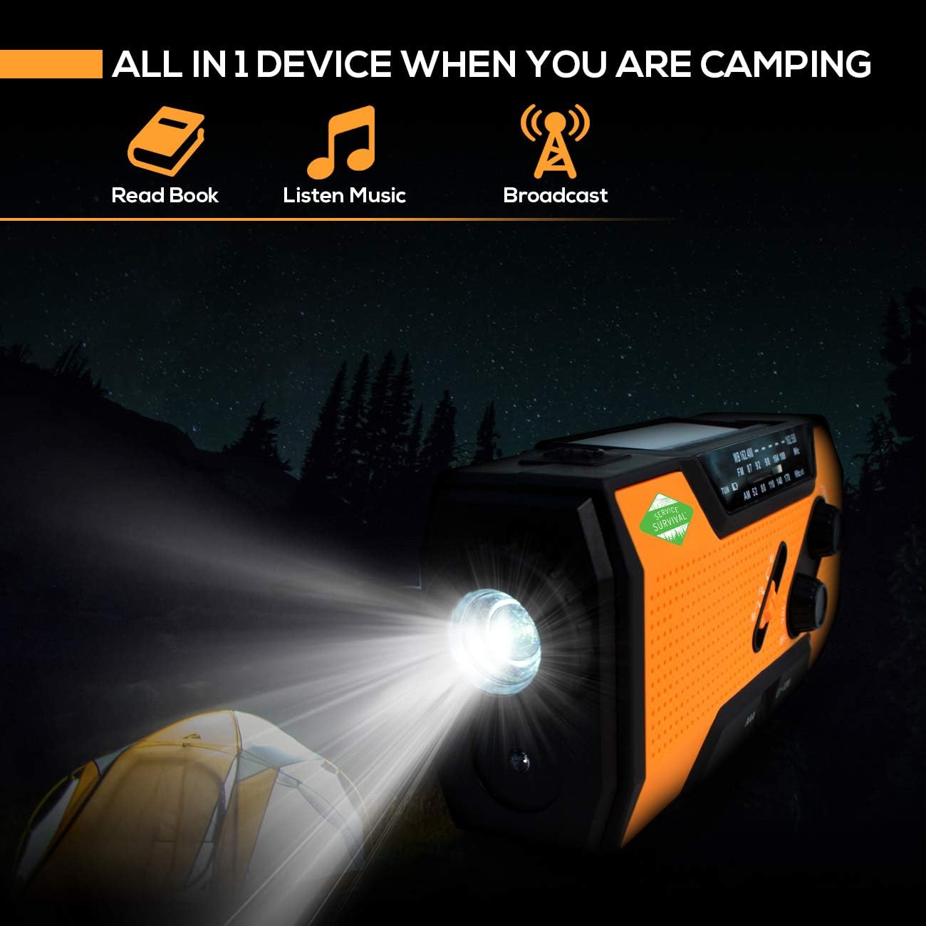 Service Survival Emergency Radio & NOAA Weather Radio | 2000mAh Hand Crank Radio & Battery Powered Radio AM/FM NOAA Solar Radio Weather Radio Weather Radio LED Flashlight USB Power Charger: Home Audio & Theater