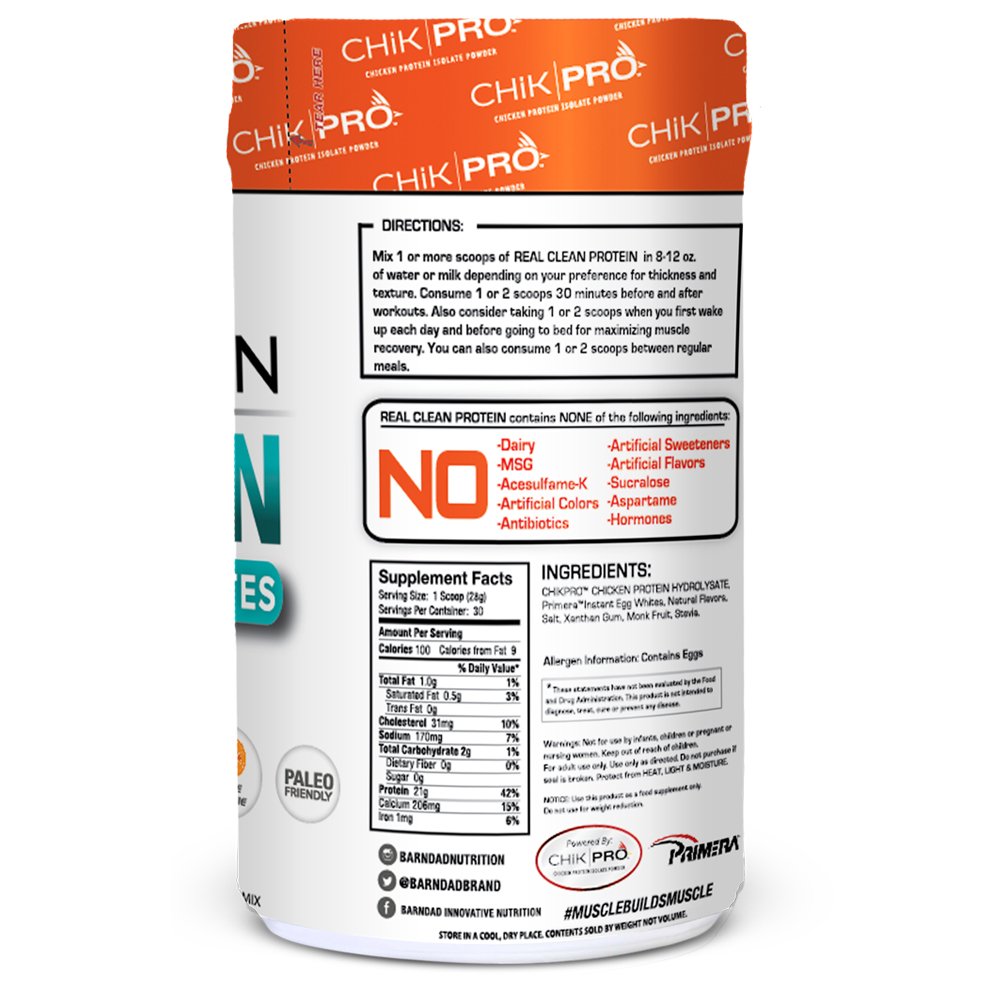 Barn Dad Nutrition Real Clean Chicken And Egg White Protein Orange Smoothie 185 Pound