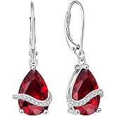 Inpasne Teardrop Dangle Drop Earrings for Women 925 Sterling Silver Leverback Earrings Birthstone Jewelry Gifts for Her