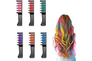 AIIONP 12 Colors Festive Fun Hair Chalk Combs, 2026 New Temporary Glitter Hair Colors Hair Chalk Combs, Washable DIY Hair Color Dye for Birthday Christmas Party Gifts for Teenage Girls Kids (6 Colors)