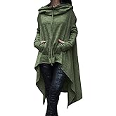 Sexyshine Women's Asymmetric Hem Solid Long Sleeve Loose Casual Pullover Hoodies Sweatshirts Maxi Dress Tunic Tops S-4XL