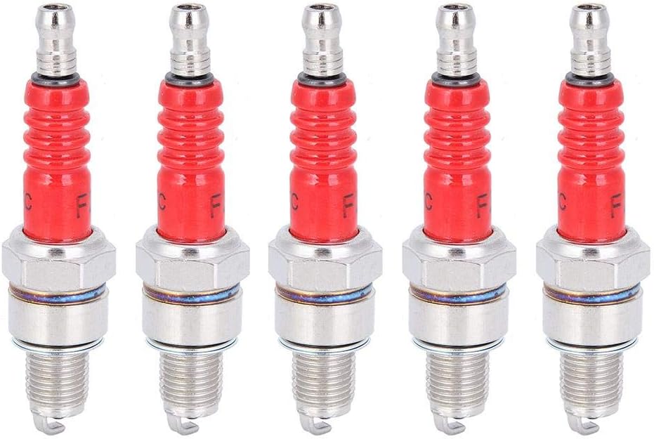 3 Electrode Spark Plugs, 5pcs Ignition Coil Spark Plugs for Eton Viper 50 70cc 90cc Rxl50 50cc Rxl70 70cc Rxl90 Rover 90 Polari