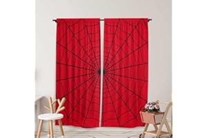 Yilinata Superhero Window Curtains for Kids Boys Girls Red Spider Web Baby Living Room Bedroom Nursery Toddler Home Rod Pocket Drapes Party Decor Durable Fabric 82 in x 84 in